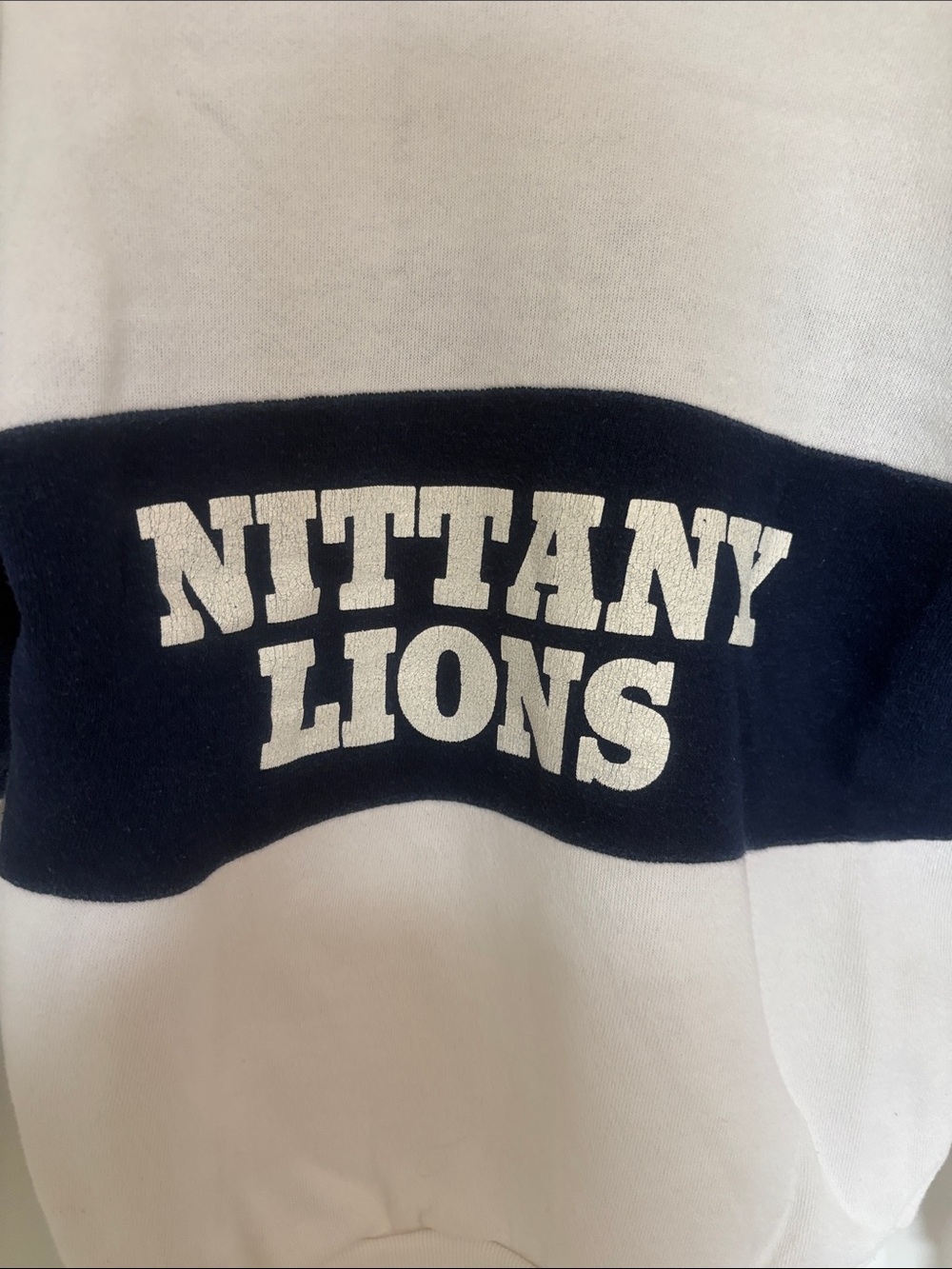 Women's Two-Tone Vitnage Penn State Hooded Sweatshirt in White and Navy - Picture 5 of 7